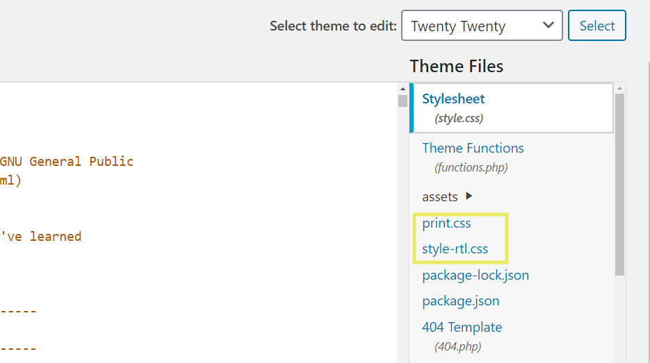 Bearbeiten von CSS-Dateien im Themen-Editor.